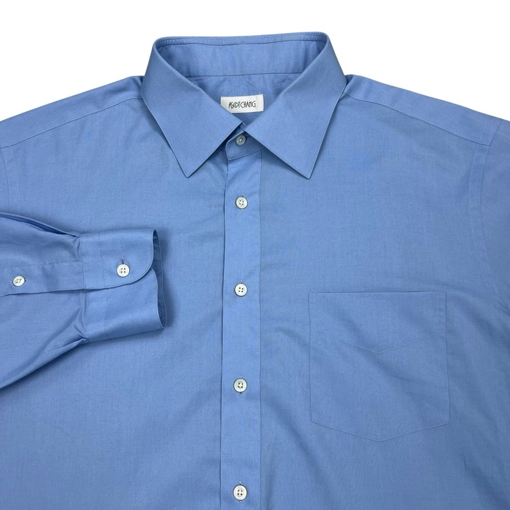 Ascot Chang Shirt Mens XXL Blue Button‎ Down Long Sleeve Casual